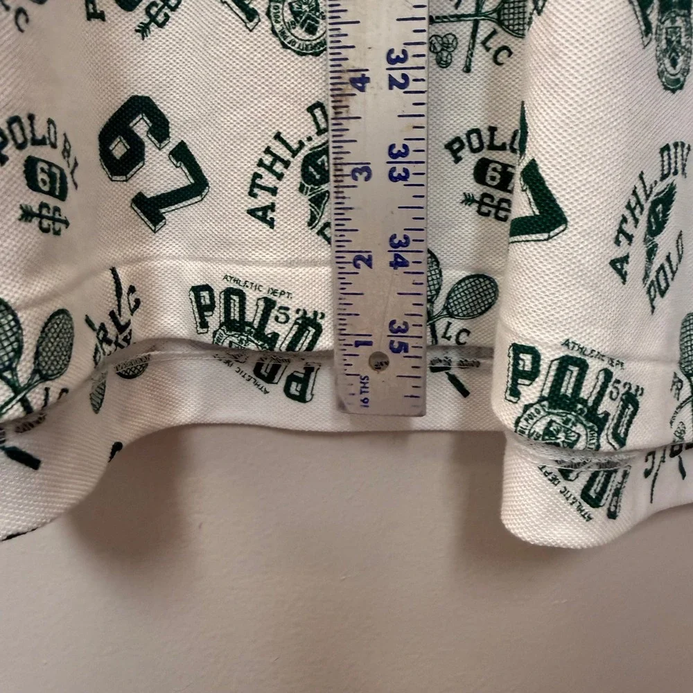 Polo Ralph Lauren‎ Polo Shirt Mens XLT White Green NEW Tennis Graphic Print Tall